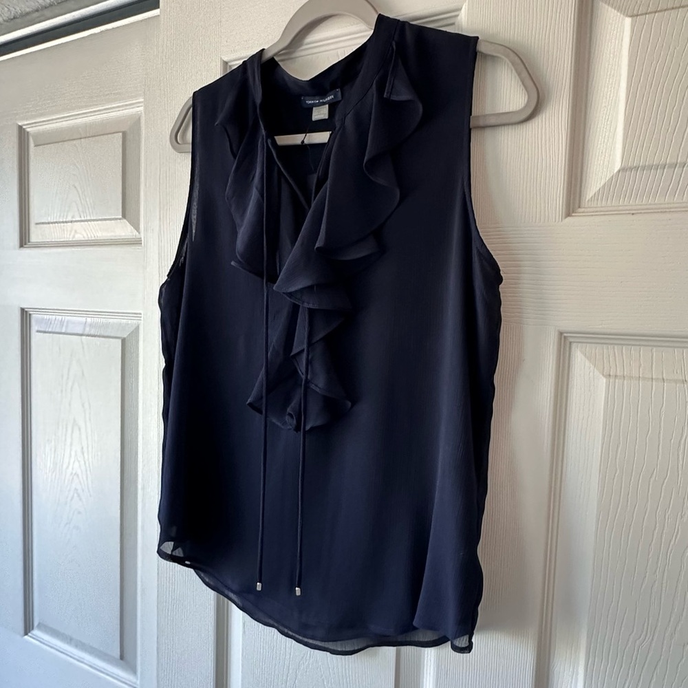 Tommy Hilfiger Navy Sleeveless Blouse, Women’s Medium